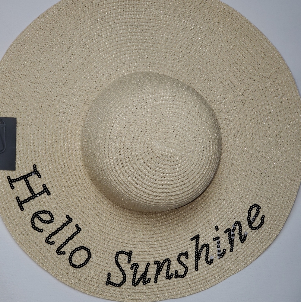 Letter Embroidery Floppy Straw Hat